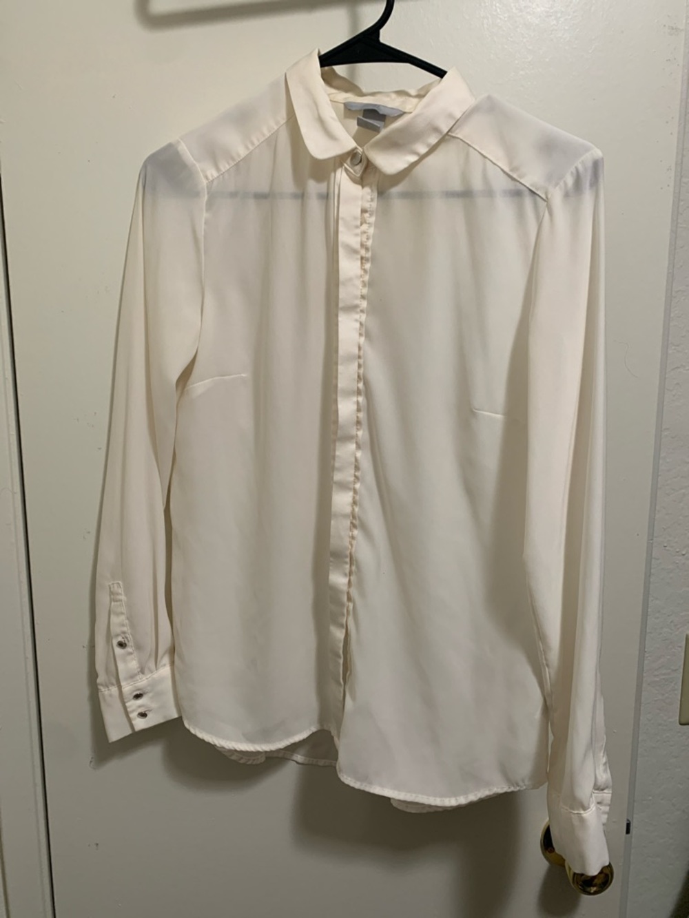 H&M Cream Long-Sleeve Button-Down Blouse